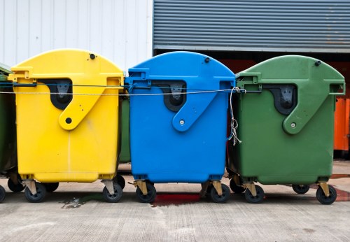 Enclosed and lockable skip stationed in a residential area of Sidcup