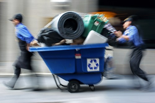 Sidcup business area with a lockable skip for waste management
